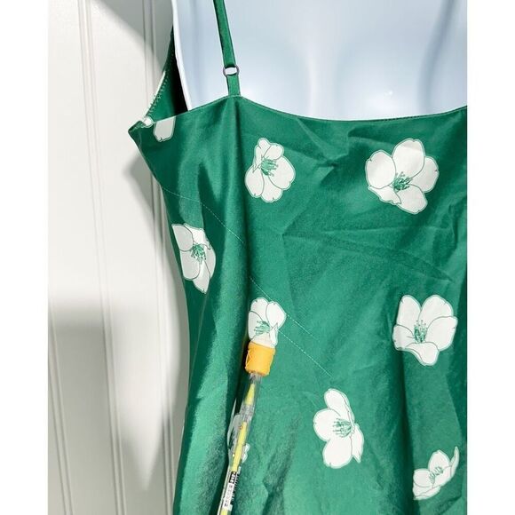 Princess Polly Women's Floral Satin Slip Mini Dress Green Size 6 - Picture 6 of 15